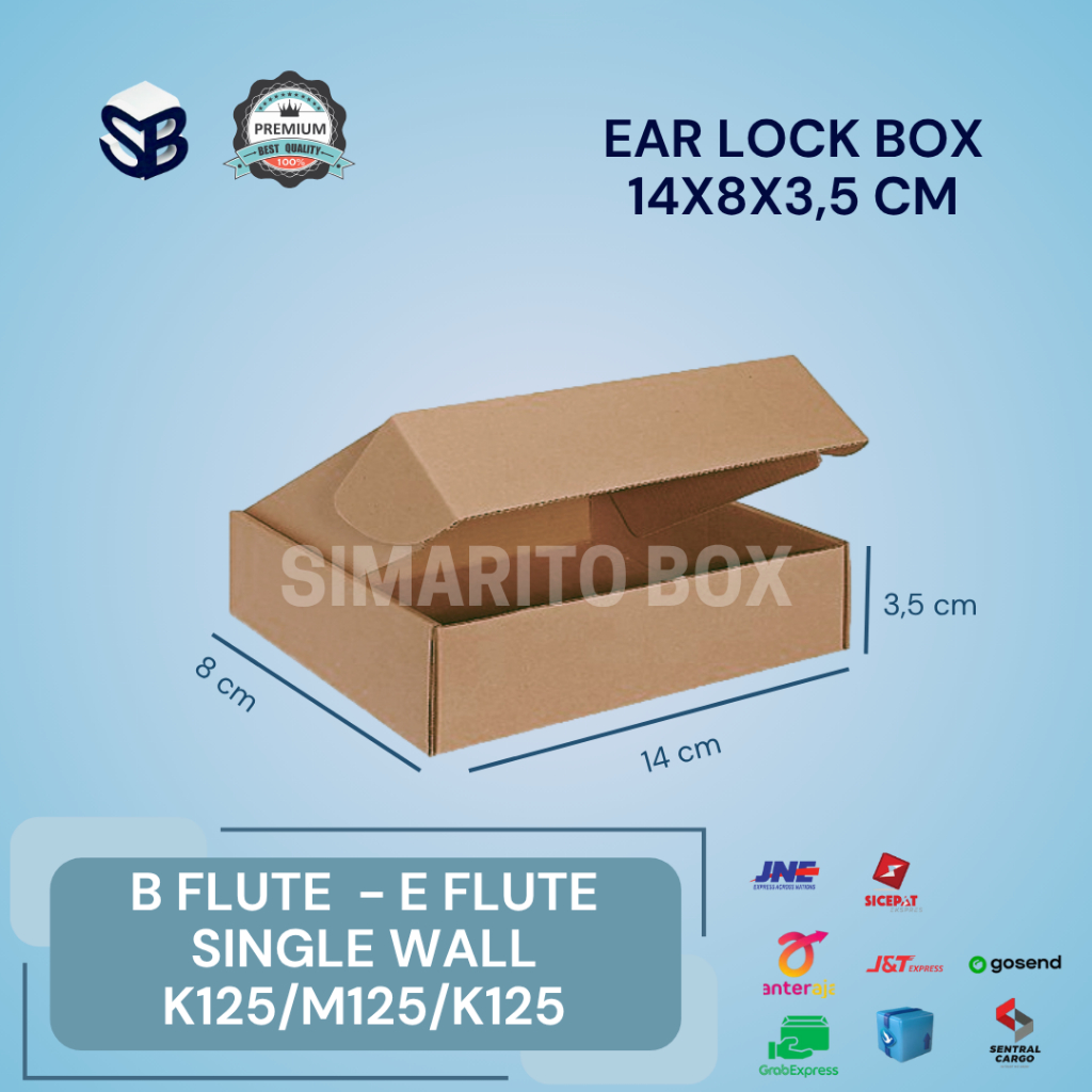 

Kardus Ear Lock Coklat 14x8x3,5cm – Tebal & Kuat | Packing Barang / Hampers | Bisa Custom Cetak