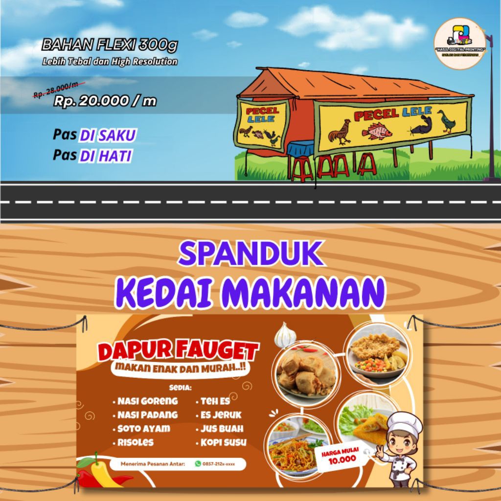 Banner Kedai Makanan Kekinian / Warung Makan / Banner Usaha Makanan Viral Murah Cepet Bisa Custom De
