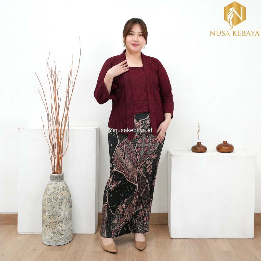 Nusa_Kebaya Setelan Kebaya Kutubaru Brukat JUMBO 3L 4L 5L 6L LD 120 130 140 Cm / Kebaya Kutubaru Big