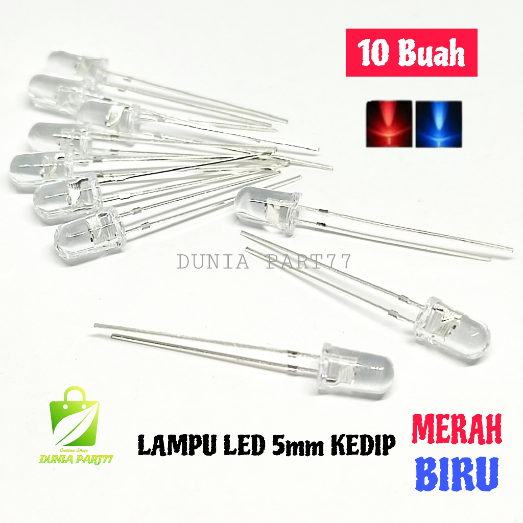 Lampu LED 5MM Kedip Merah Biru (bening nyala kedip Merah Biru) LED 5mm Red Blue