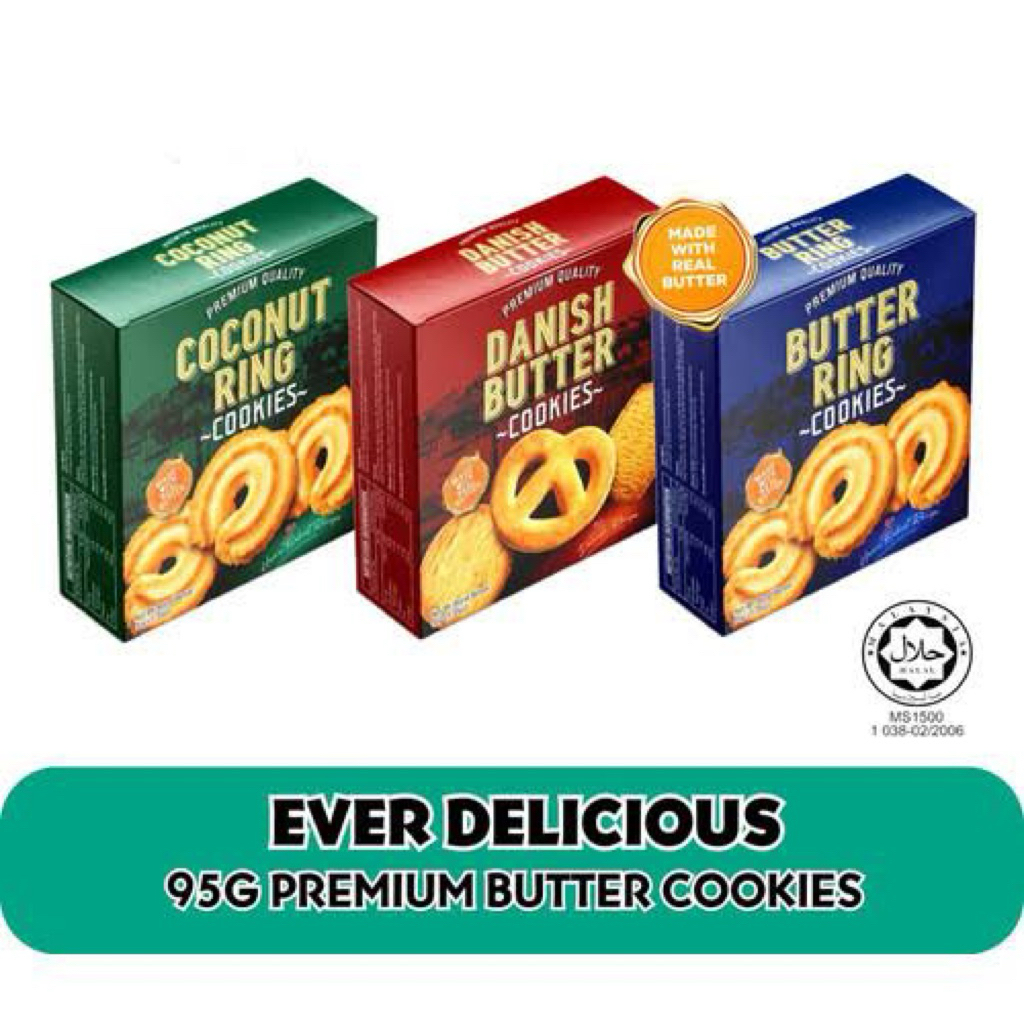 

Ever Delicious Cookies Danish Butter Coconut Ring Cookies Kemasan Box 95g
