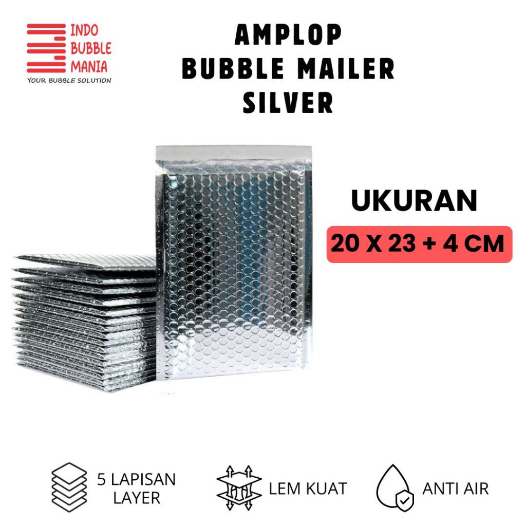 

[GROSIR] Amplop Bubble Mailer Bag Silver Metalized Ukuran 20 x 23 Murah Grosir