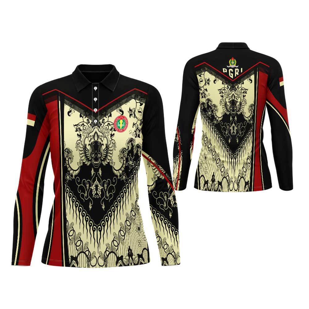 PGRI KAOS BAJU WANITA BERKERAH  JERSEY PGRI BATIK WANITA PRINTING KEREN TERBARU