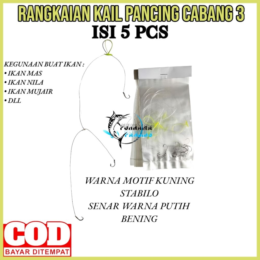 Kail Pancing Ikan Mas Kenceh Cabang 3 no.7,8,9,10 kail Swan Pancing isi 5 Pcs