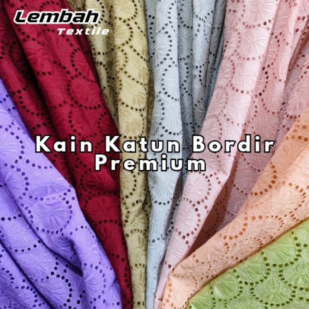 PROMO Kain Katun Bordir Premium/Kain Katun Bordir/Kain Katbol Meteran/Katun Bordir Meteran