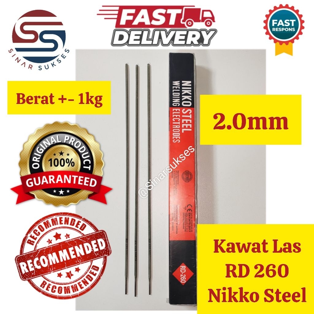 Kawat Las Nikko Steel 2.0 mm/ Kawat Las RD 260 Nikko Steel 2.0 mm 1kg/ Kawat Las 2.0mm/ Kawat Las Li