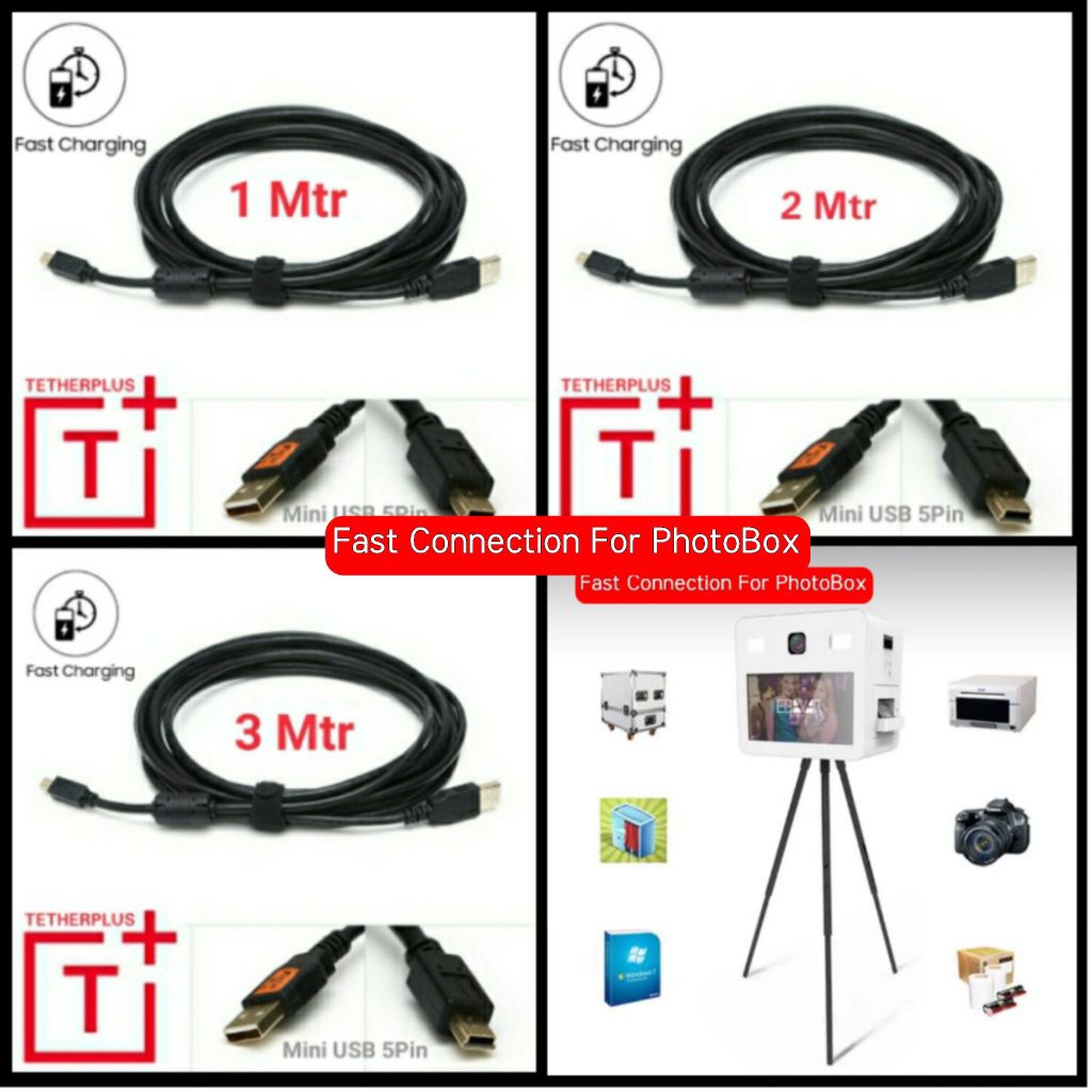 TetherPlus connector mini usb Kabel Data Kamera DSLR  Nikon dan Canon