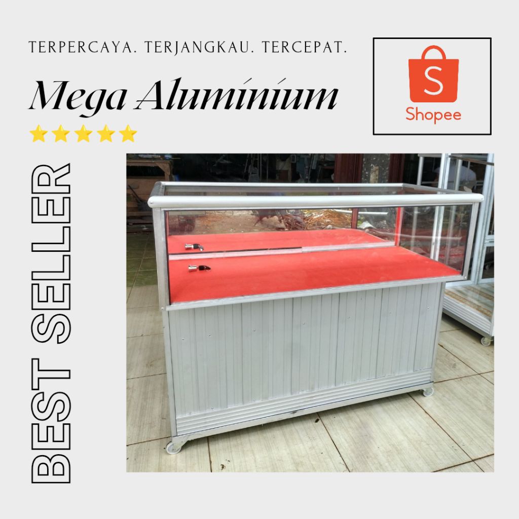 ETALASE KONTER 1METER ALUMINIUM MURAH PALEMBANG