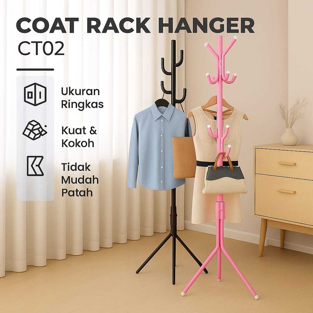 Gantungan Tiang Berdiri / Gantungan Topi Tas / Gantungan Berdiri Aesthetic / Gantung Baju Berdiri