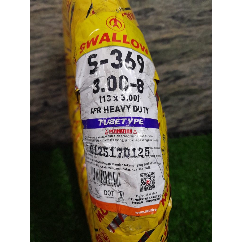 Ban Luar 300-8 / 13 x 3.00 S - 369 4PR SWALLOW Heavy Duty Ban Luar Ring 8 Bungkus Gerobak ARTCO ARCO