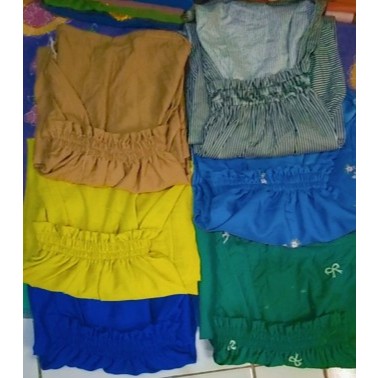 Daster kekinian kerut dada linen polos