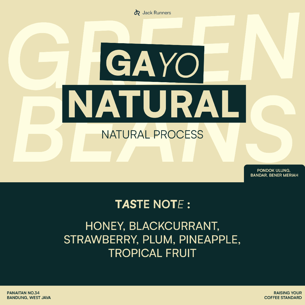 

JACK RUNNERS ROASTERY - GAYO NATURAL - ROASTED COFFEE BEANS