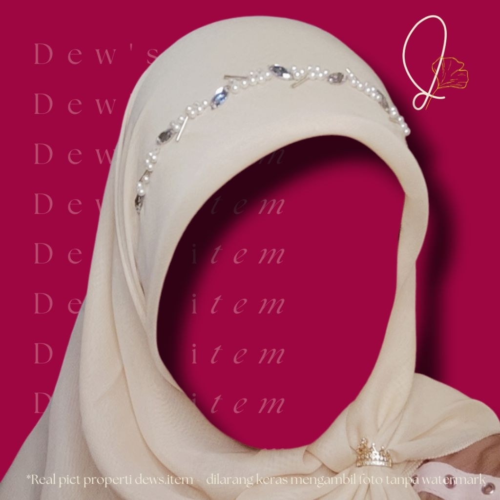Jilbab Segiempat Bella Square Bando Payet Permata