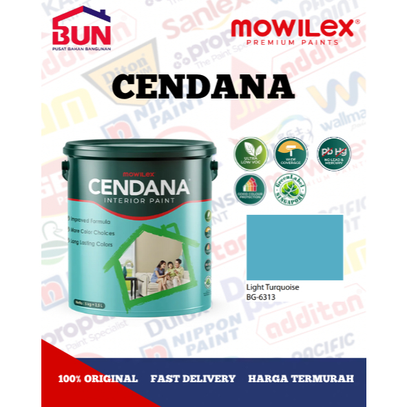 Mowilex Cendana Interior Paint Cat Tembok 25 Kg - LIGHT TURQUOISE (TINTING)