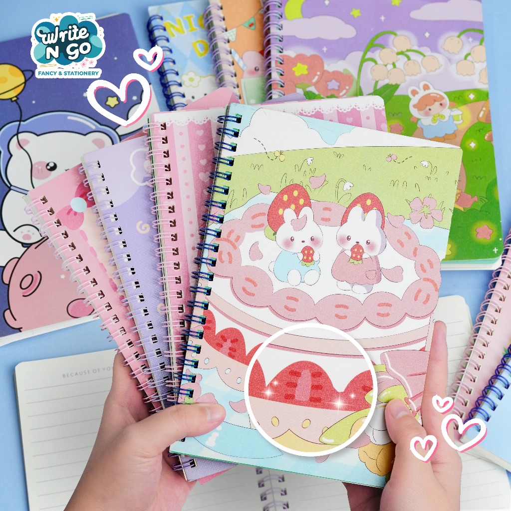

[BARU] Notebook Glitter A5 Motif Aesthetic Buku Catatan Tulis 60 Lembar - WB-955
