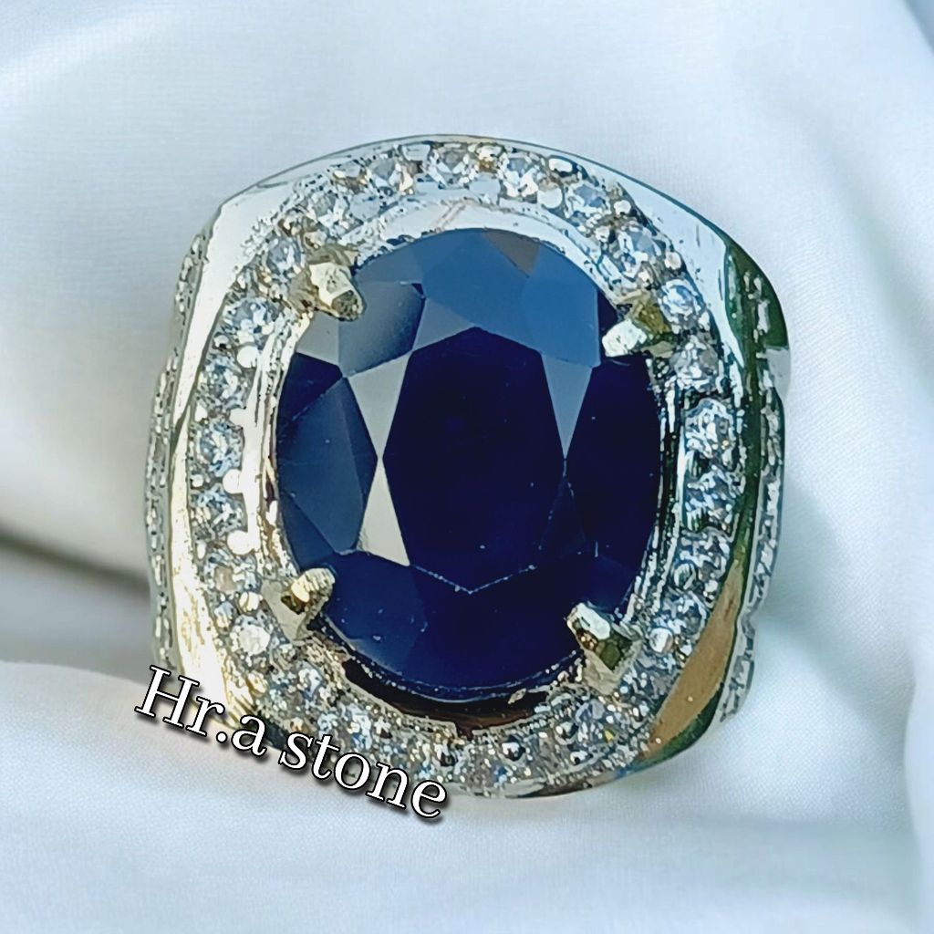 CINCIN BATU BLUE SAPPHIRE CUTTING ASLI NATURAL