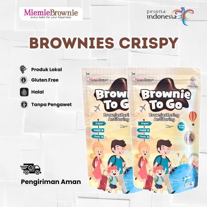 

Brownies Crispy, brownies kering, cemilan cokelat hemat beli 2 pcs' Miemie Brownie, Brownie To Go