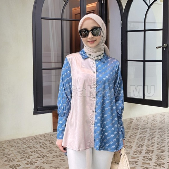 Kemeja Wanita Sutra Satin Premium/Kemeja Kasual Wanita Lengan Panjang Terbaru