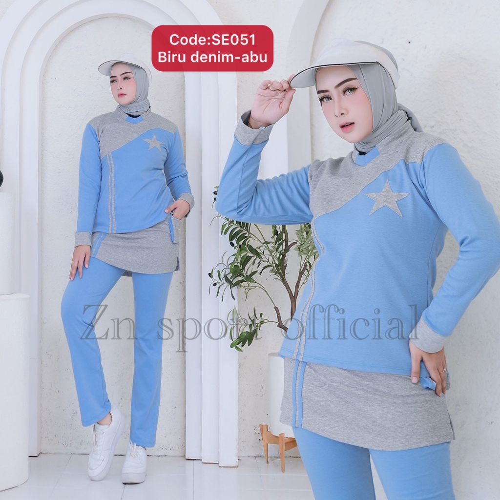 Zn Sport-baju olahraga wanita dewasa baju senam perempuan muslin stelan olahraga panjang baju senam 