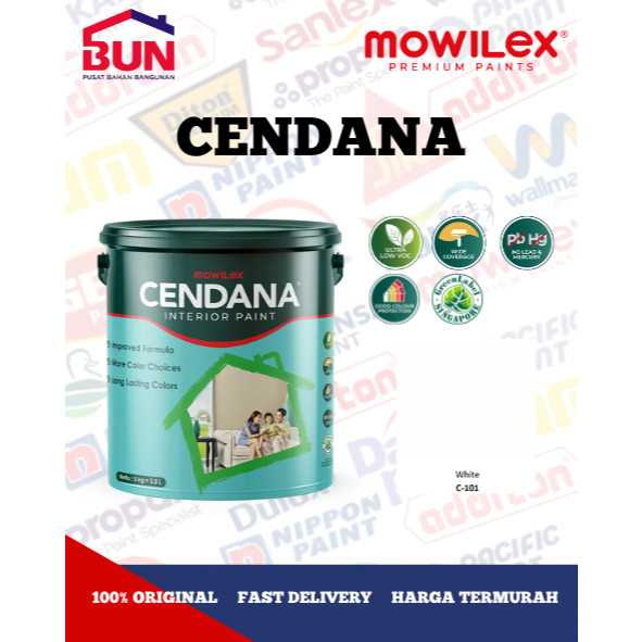 Mowilex Cendana Interior Paint Cat Tembok 25 Kg - WHITE 101 (TINTING)
