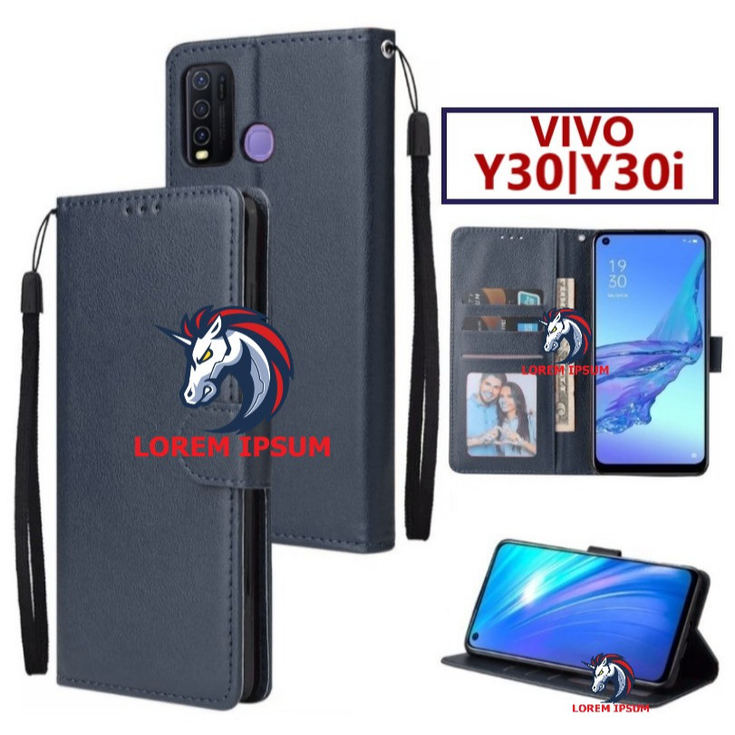 LEATHER CASING VIVO Y30 Y30i CASE KULIT FLIP WALLET LEATHER KULIT PREMIUM SARUNG BUKA TUTUP KESING H