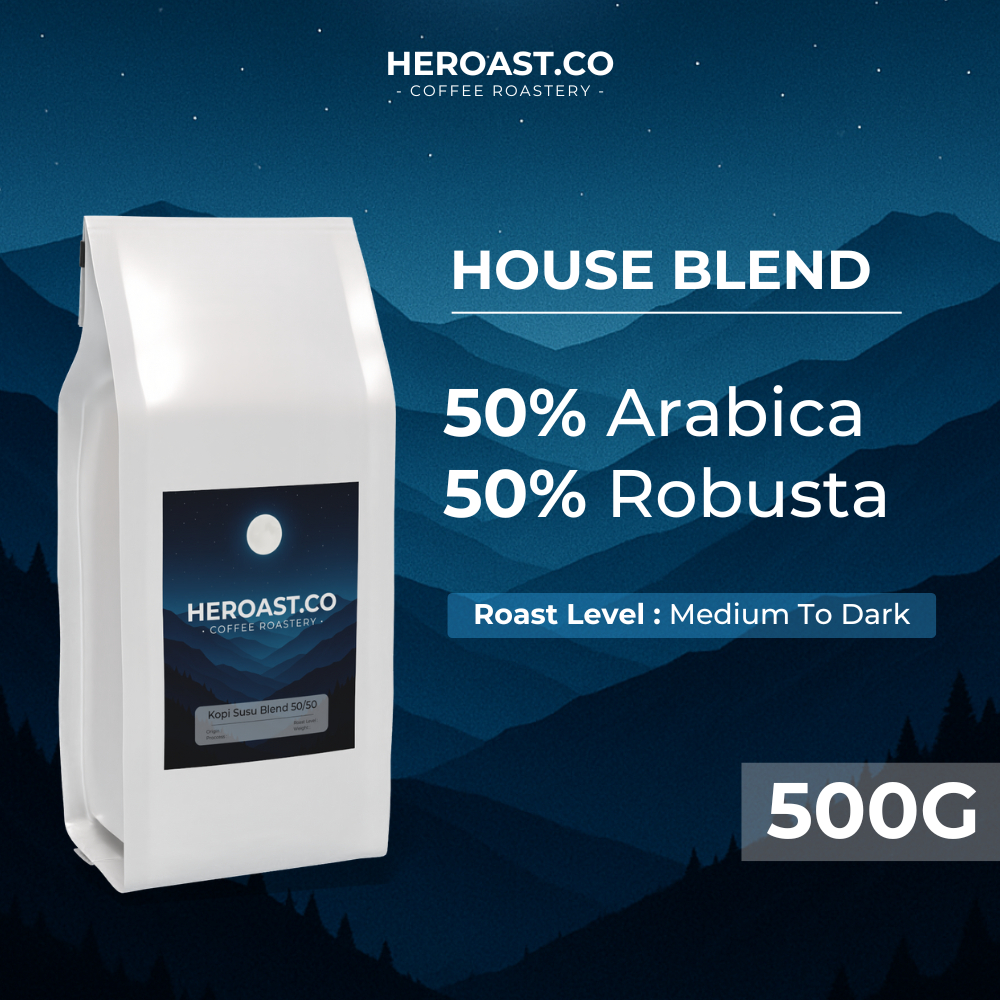 

HEROAST.CO House Blend Espresso Kopi Susu Blend 50/50 500 GR (Biji/Bubuk) Medium To Dark