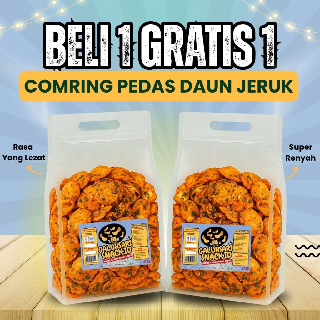 

BELI 1 GRATIS 1 - CEMILAN COMRING BAWANG PEDAS KILOAN RENYAH NIKMAT TANPA PENGAWET - GALUHSARI SNACK