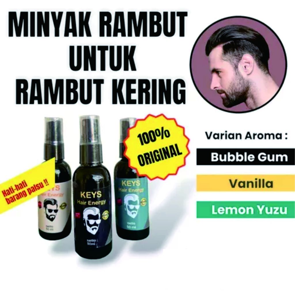 Minyak Rambut Pria Spray Keys Hair Energy 50ml Wangi Sepanjang Hari