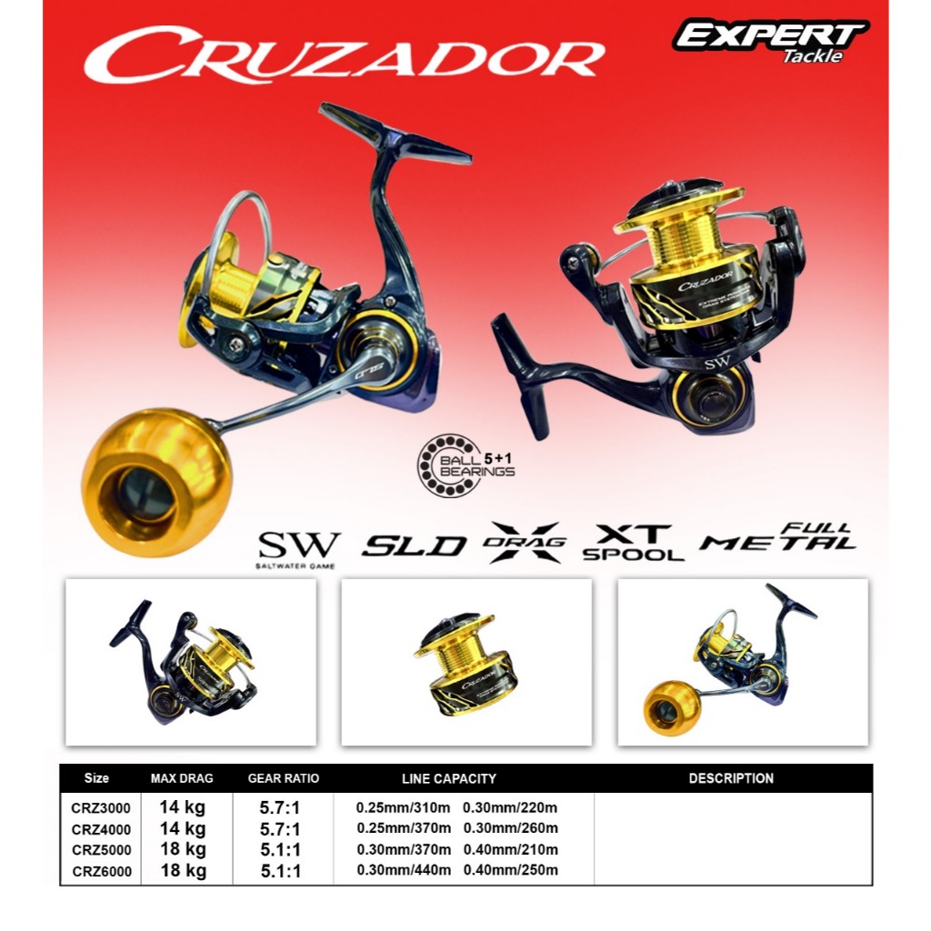 CRUZADOR Reel Spinning Expert Graphite Saltwater Game