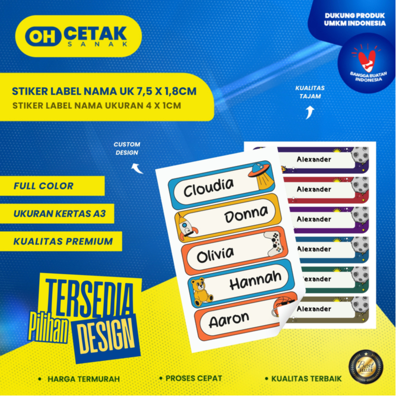 

Stiker Label Nama Anak Uk 7,5 x 1,8 cm (16 pcs) – Waterproof, Lucu & Isi 16 pcs