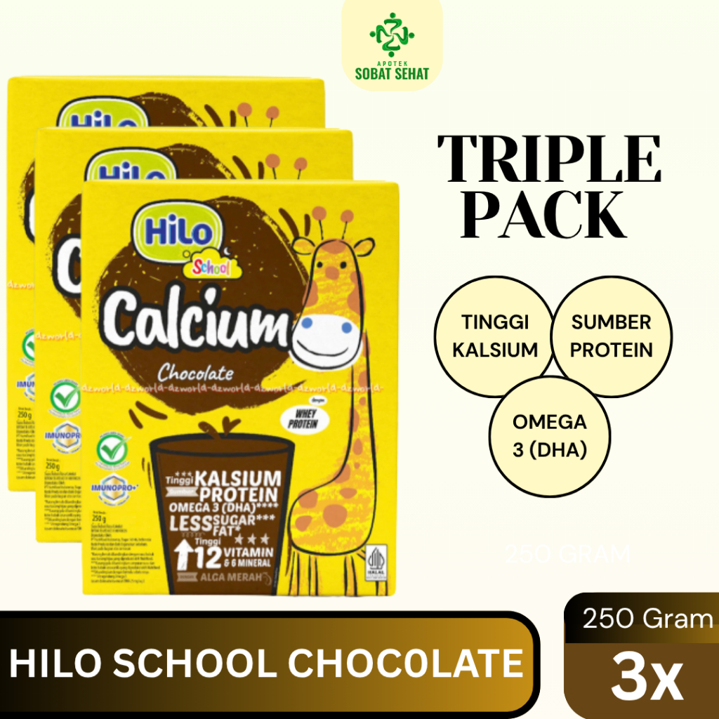 

[ TRIPLE PACK ] Hilo School Chocolatae 250 gram x 3 Box - Susu Dengan Tinggi Calcium