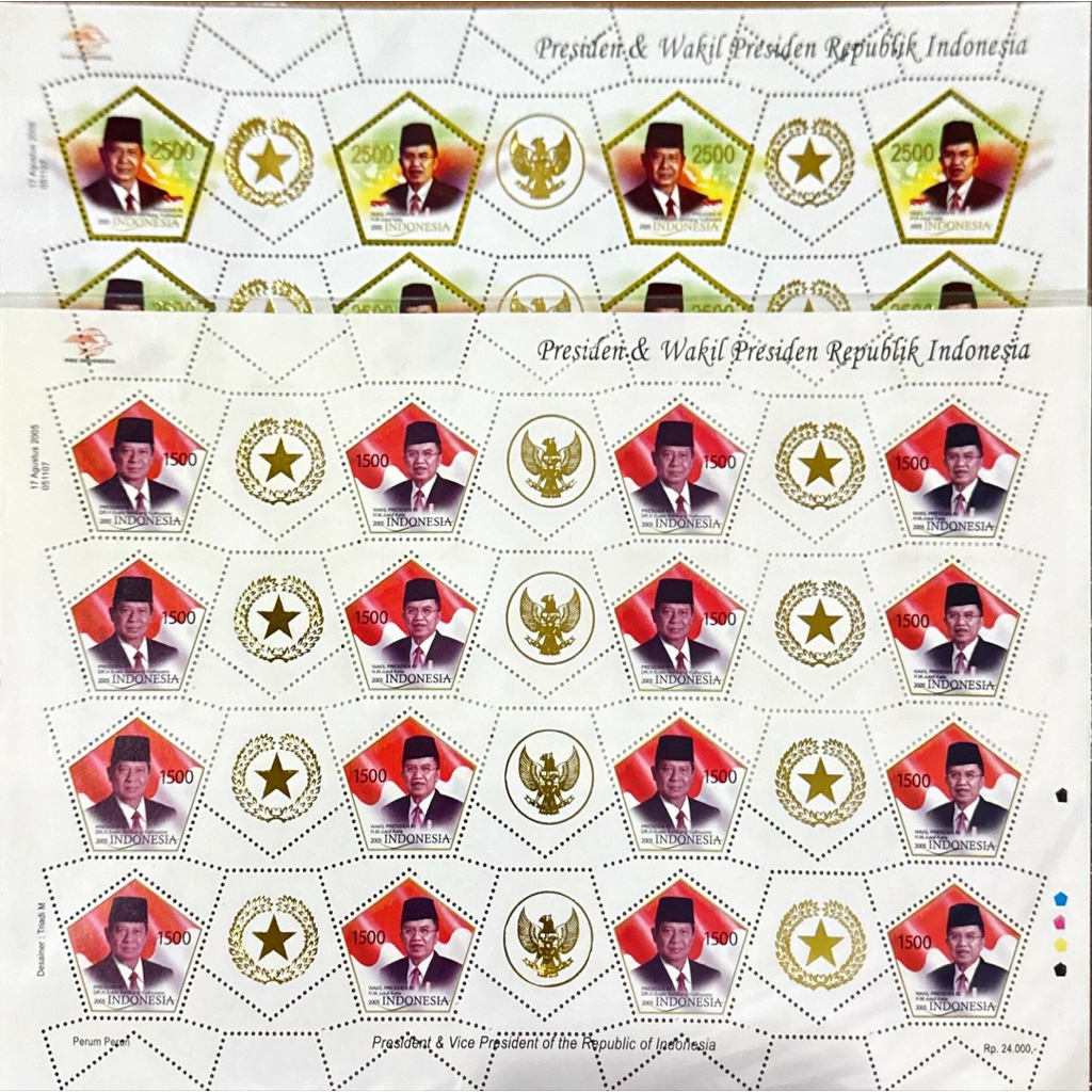 

(FA) PRANGKO INDONESIA 2005 FULL SHEET PRESIDEN DAN WAKIL PRESIDEN 4V SERIES X 8 SERI MNH.