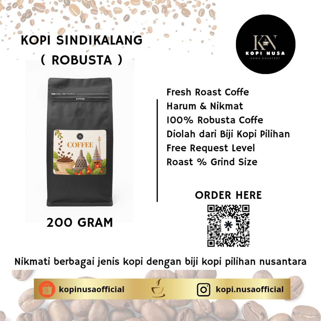 

Kopi Robusta Sidikalang Biji Bubuk Nusa Roastery PREMIUM 200 Gram