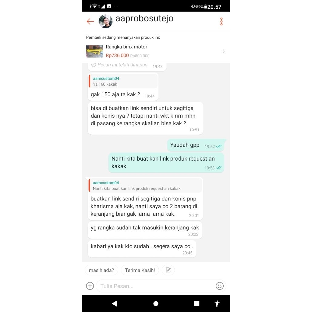 Rangka bmx motor set segitiga komstir