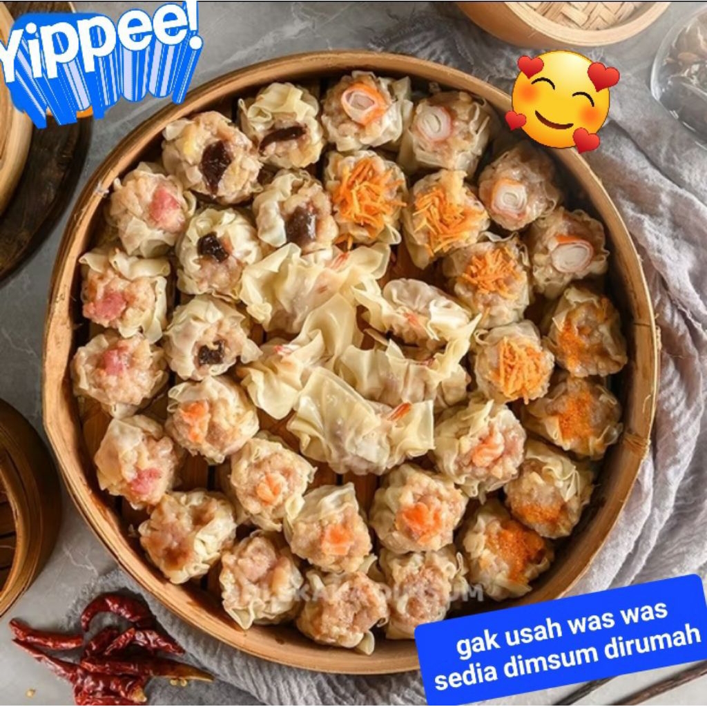 

DIMSUM 50pcs (topping mix : wortel, jamur, beef, tuna, udang)