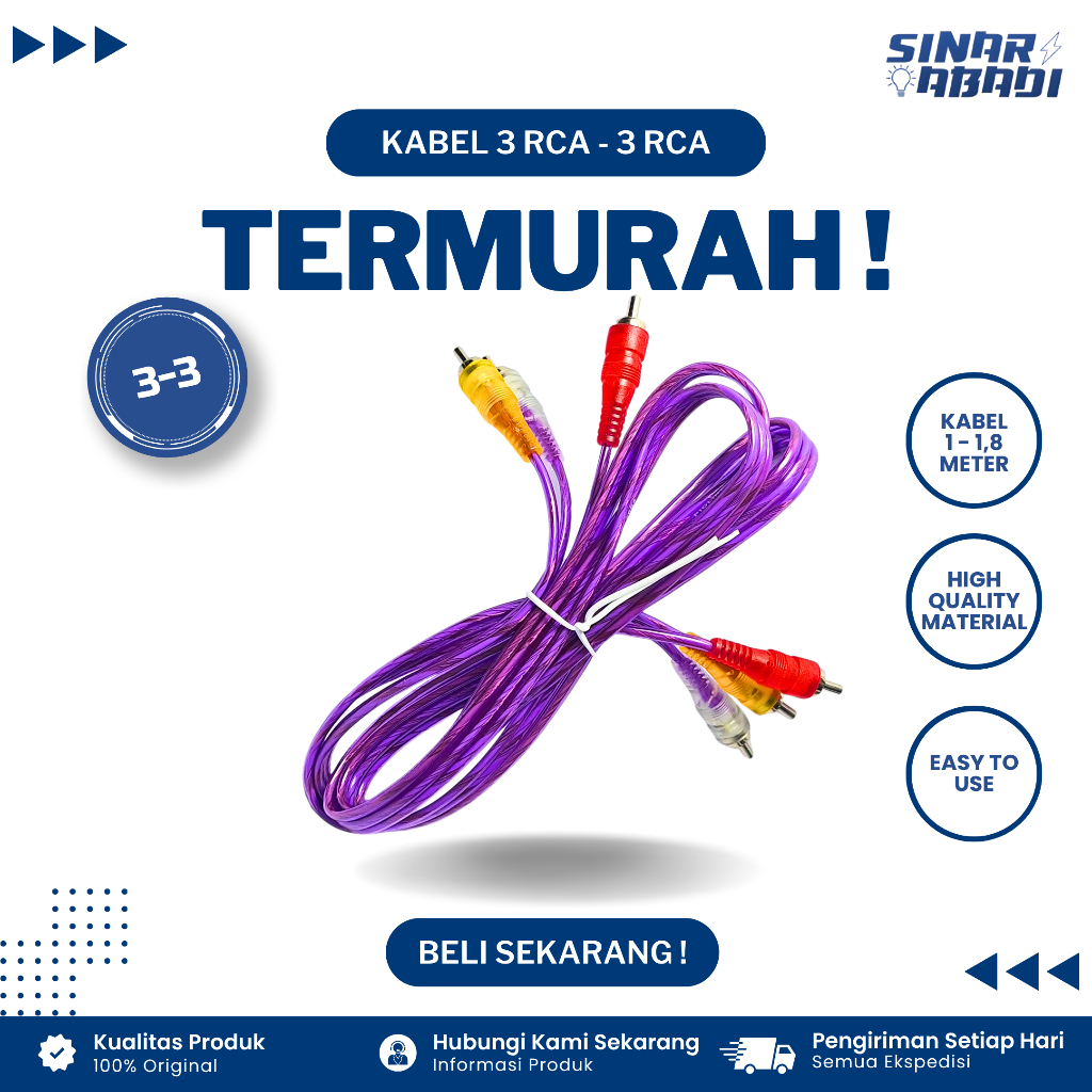 Kabel RCA 3 - 3 RCA Pendek