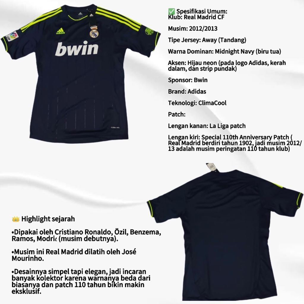 JERSEY AWAY REAL MADRID TAHUN 2012/2013