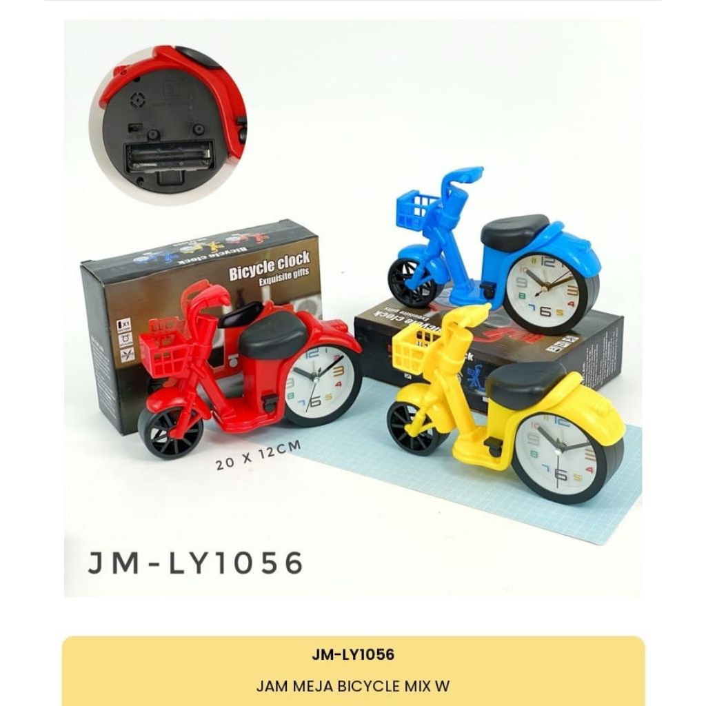 jam meja sepeda/jam weker alarm/jam karakter/jam karakter anak/jam anak/jam skuter