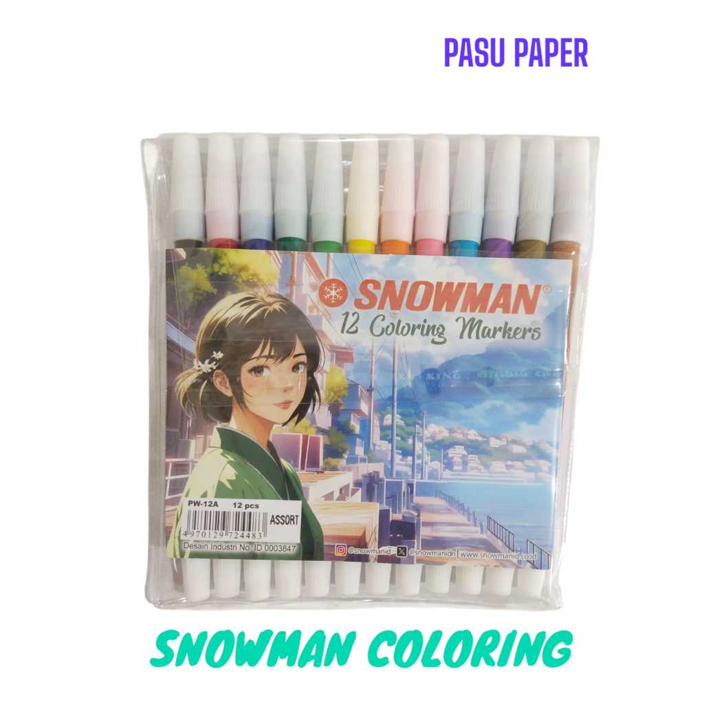 

SNOWMAN 12 Coloring Makers- Spidol warna isi 12 PW 12A - Pack