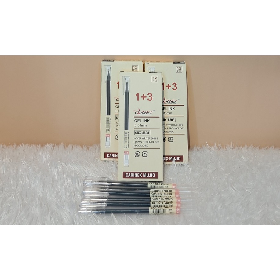 

PULPEN HITAM - PULPEN TINTA HITAM - 12 PCS - PEN GEL TRANSPARAN MUJIO HITAM