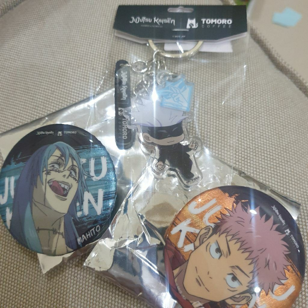 JJK Tomoro Merch Set - Yuuji Gojo Mahito Badge Keychain