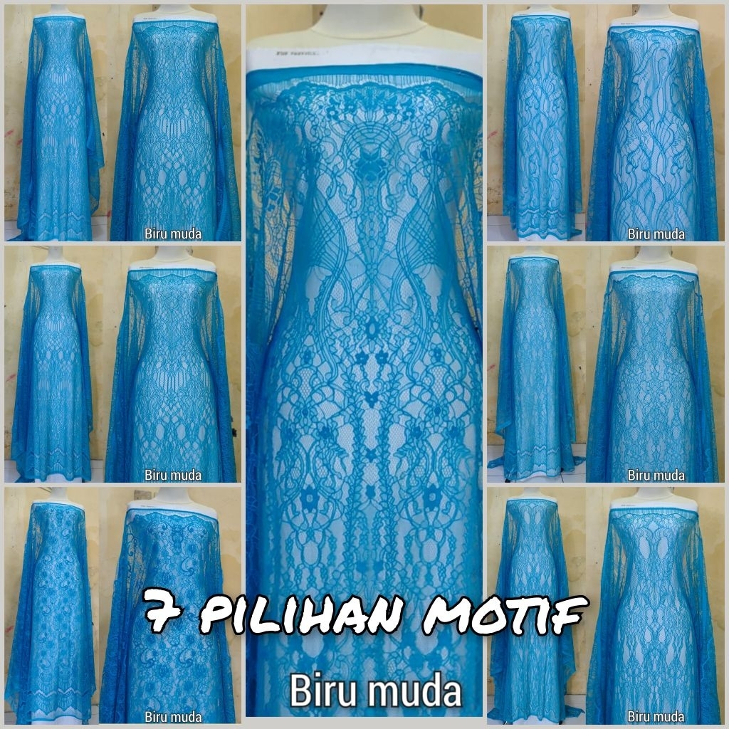 kain brokat chantily warna biru