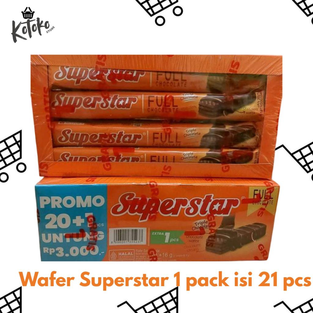 

Wafer Superstar Triple Chocolate 1 pack isi 21 pcs