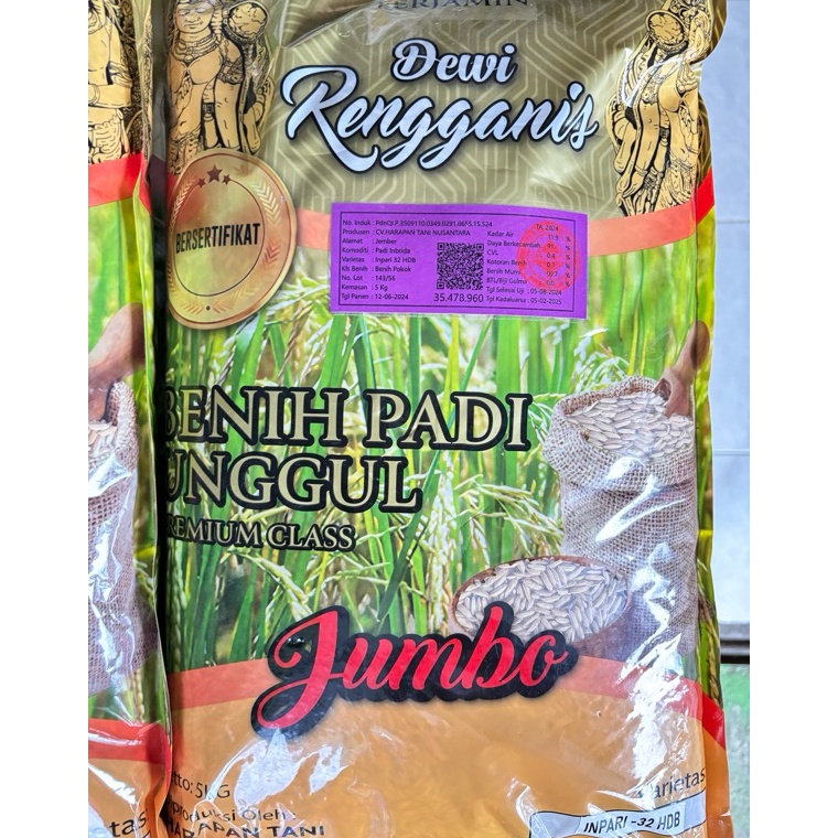Benih Padi Jumbo Premium Vatietan Inpari  32 HBD 5kg KODE X3W7