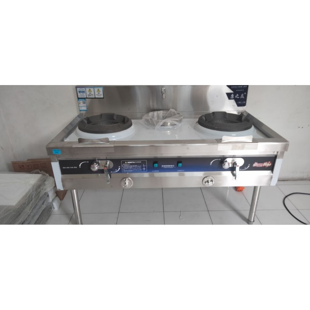 Gas kwali range 2 burner + 1 soup ring, kompor kwali range dengan 2 burner + 1 soup ring