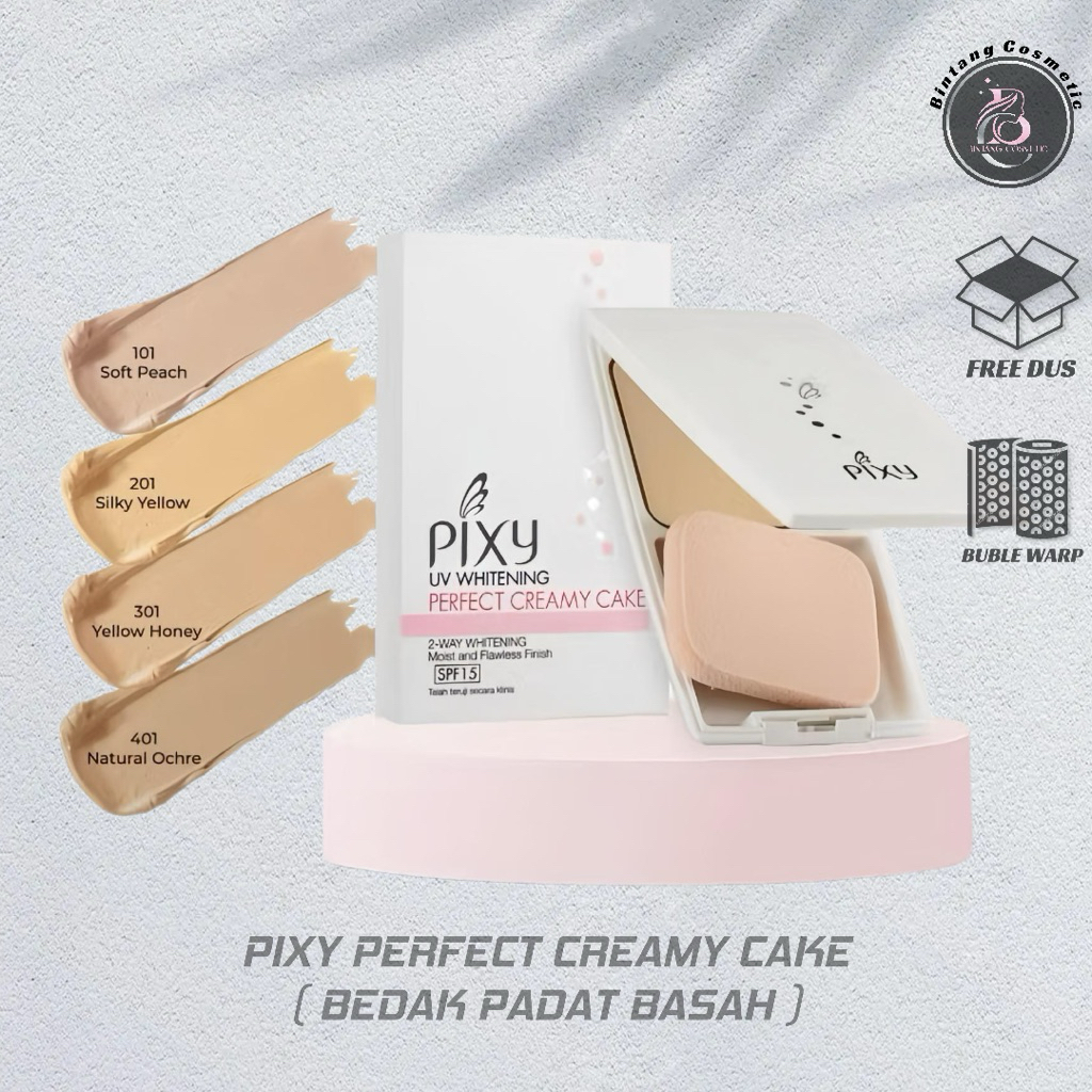Pixy Uv Whitening Perfect Creamy Cake , Pixy Bedak Basah Padat Awet Tahan Lama Spf 15