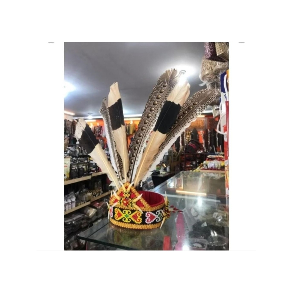 TOPI DAYAK BULU ENGGANG ASLI PREMIUM - TOPI DAYAK PREMIUM QUALITY