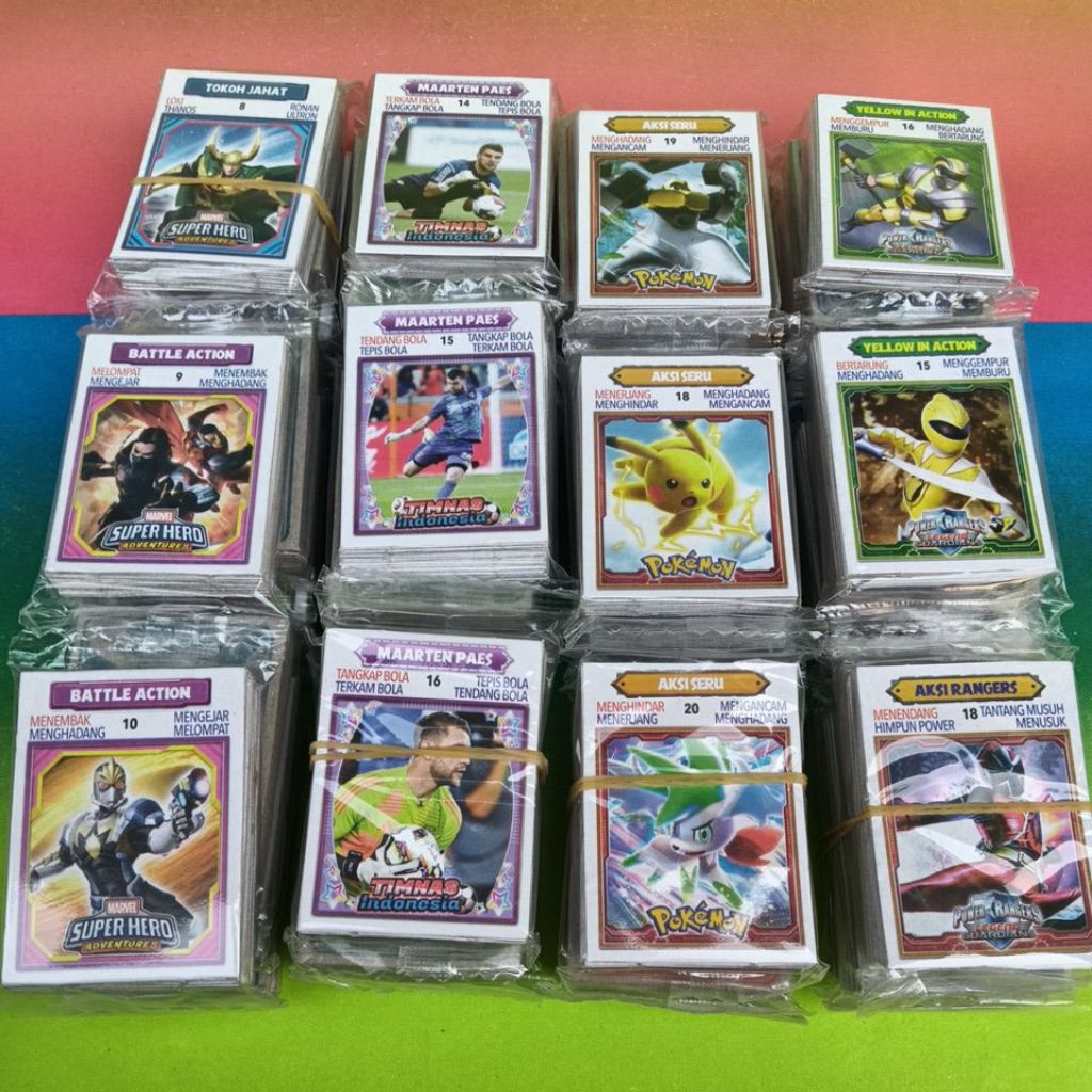 12 sachet Mainan Kartu Kwartet Gambar Boboiboy FF ML ULTRAMAN Soccer Bola TIMNAS NARUTO Brainrot Tun