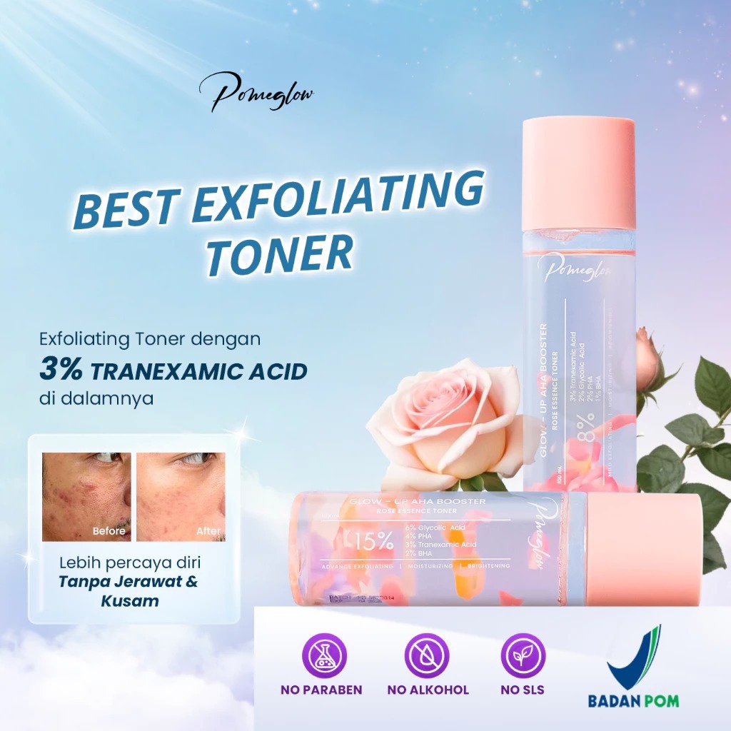 Pomeglow - Glow Up AHA Booster - Exfoliating Toner | Toner Eksfoliasi | Face and Body