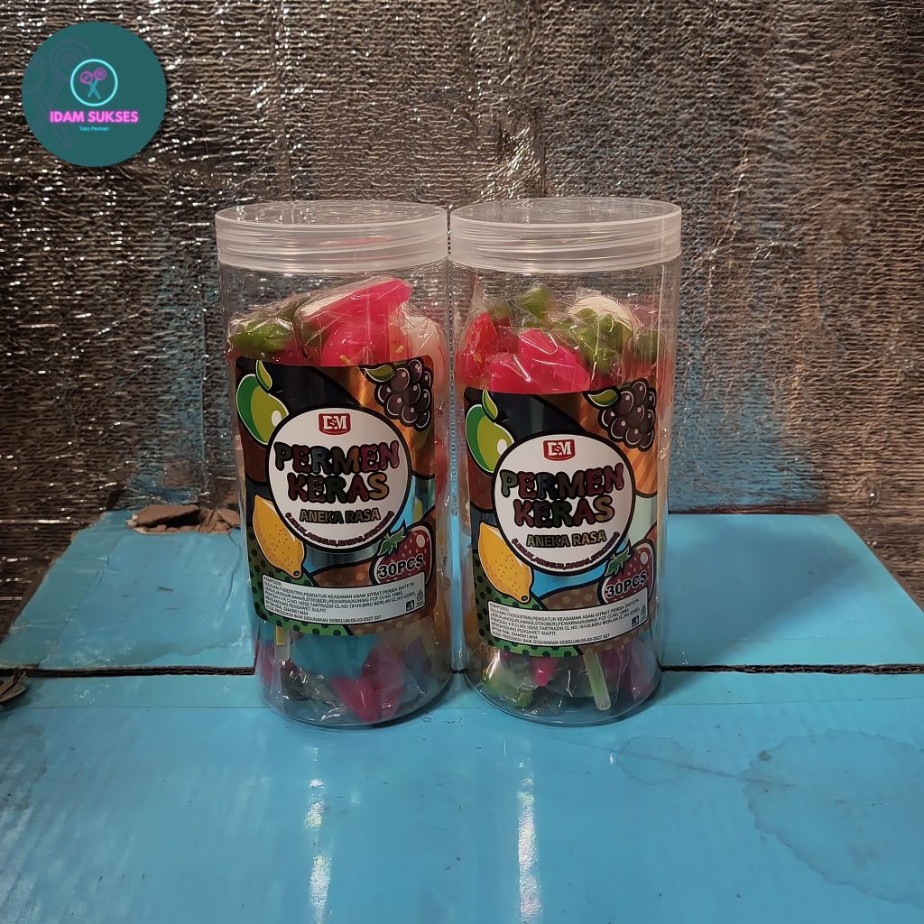 

DSM permen keras bentuk buah aneka rasa buah isi 30 pcs 1 toples